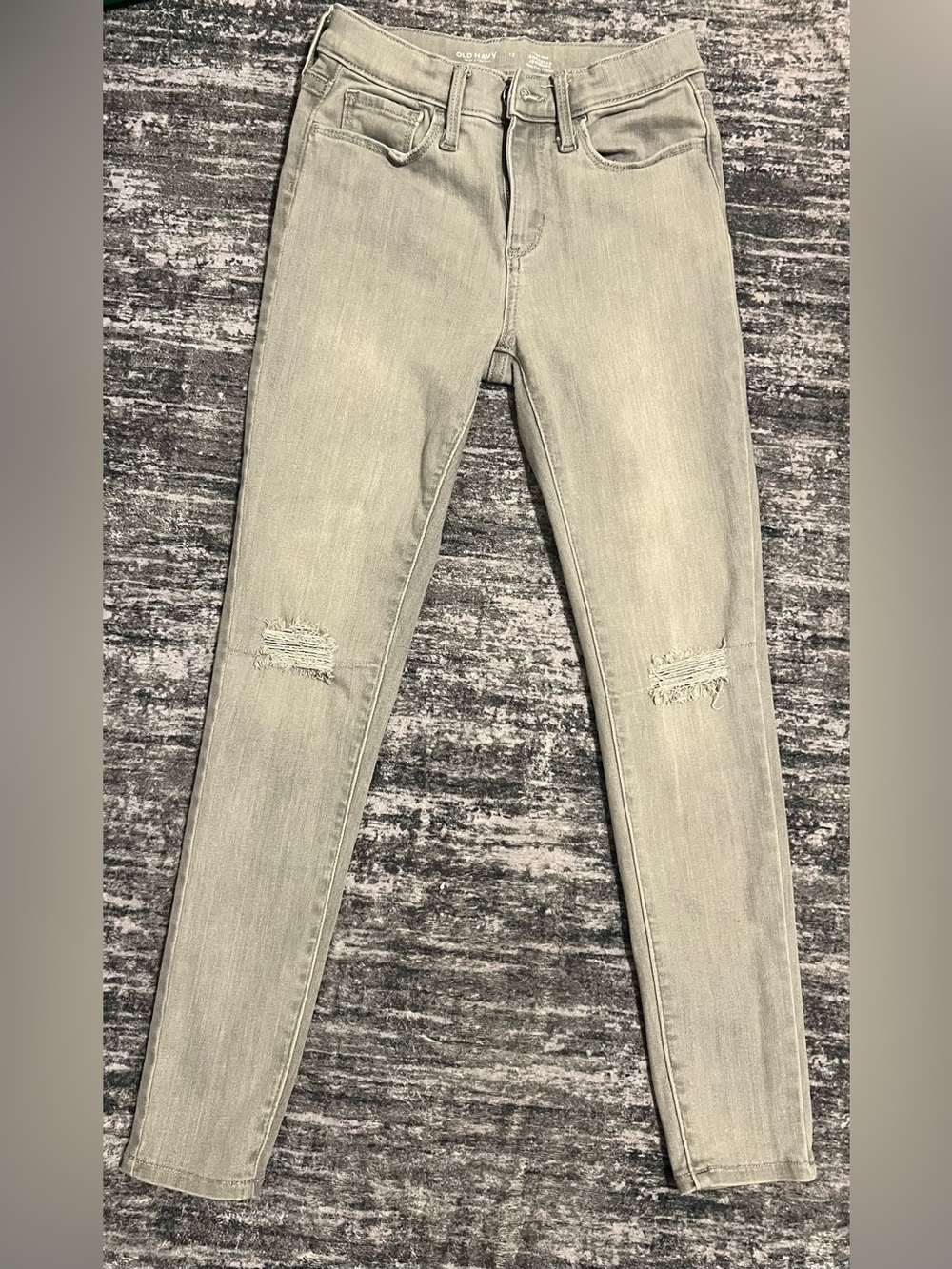Old Navy Rockstar 360 Stretch High-Rise Gray Ripped Jeggings Size 12